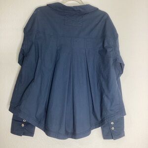 We The Free Navy Pleayed Back Button Up Top NWOT Oversized XS